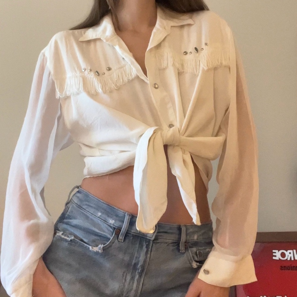Fringe White Button Down
